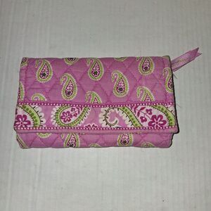 Vera Bradley Bermuda Pink Zip-Around Wallet Wristlet Wallet. 7" Retired